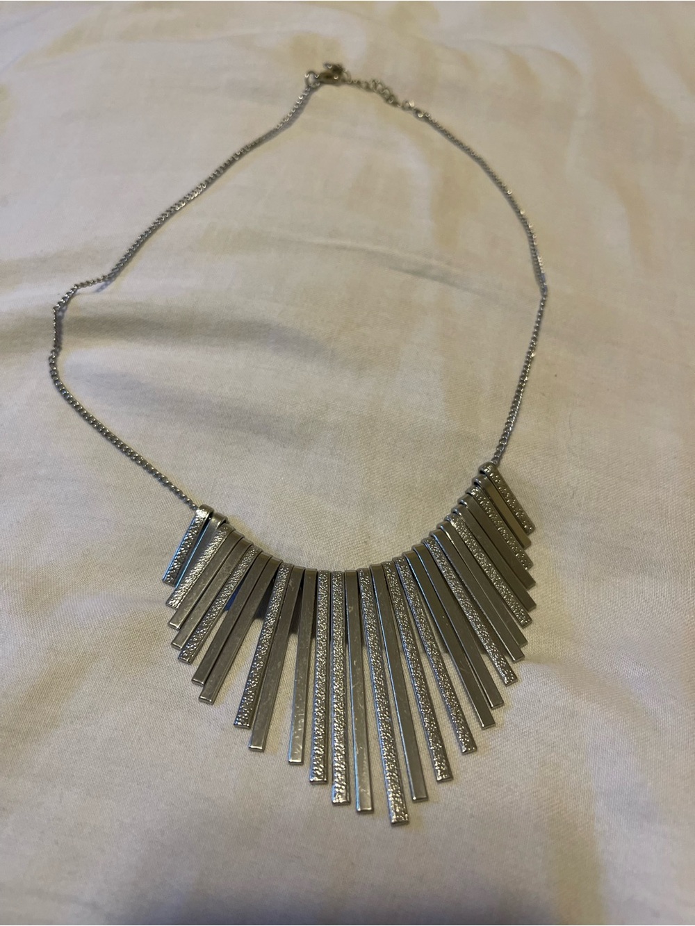 Silver Fringe Bar Statement Necklace - Women Jewelry
